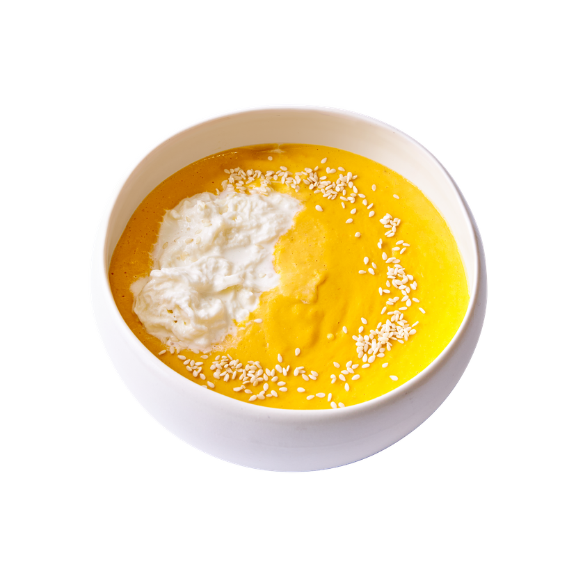 Кукурузный крем-суп со страчателлой 