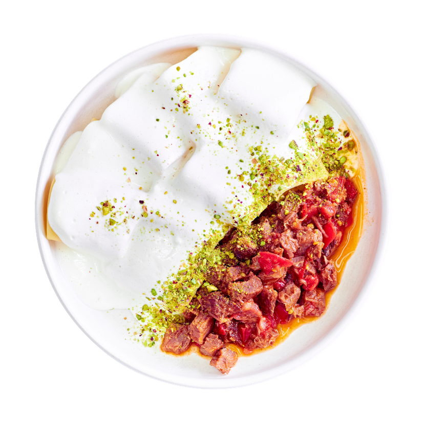 Паста с говядиной,томатами и сливочным соусом