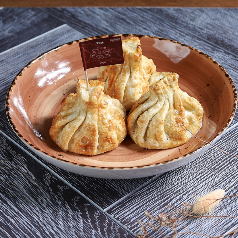 Хинкали жареные с грибами 